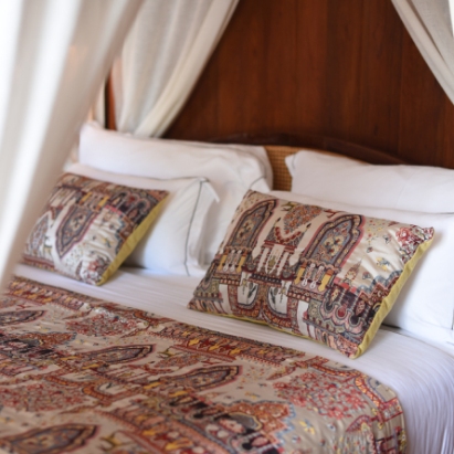 Close up over the Presidential Suite Bedroom at Le Château de Bel Ombre