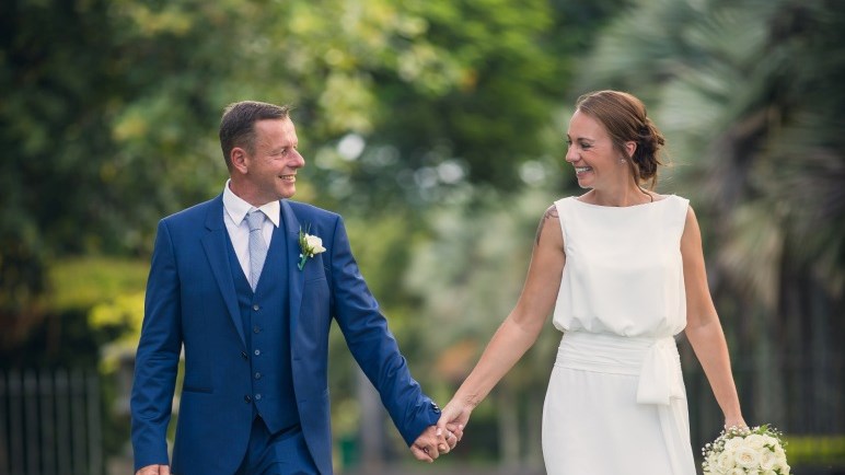 Wedding celebration of a couple at Le Château de Bel Ombre