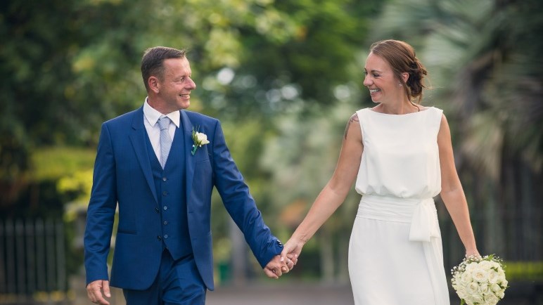 Wedding celebration of a couple at Le Château de Bel Ombre