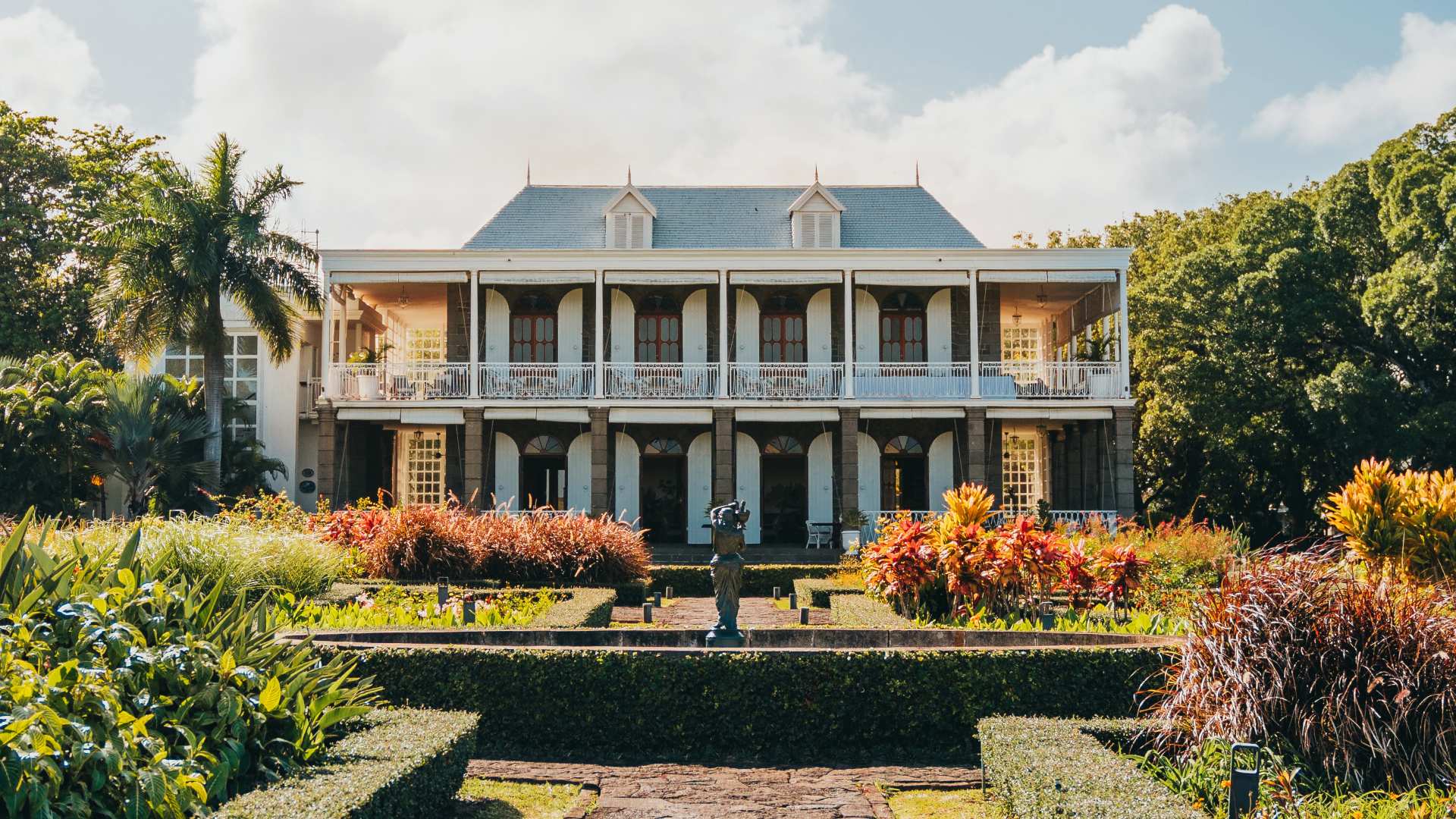 Majestic Front View of Le Chateau de Bel Ombre